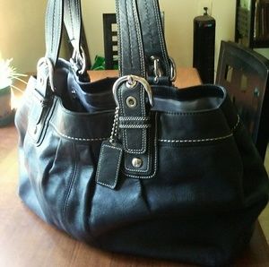 Black leather Coach bag- vintage